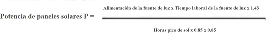 Fórmula de cálculo de potencia de lámpara led exterior solar automático